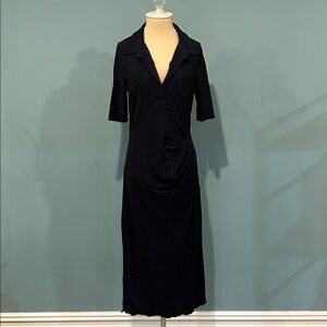 Pistola Vita Polo Dress Navy Shimmer size Medium Midi Nautical Office